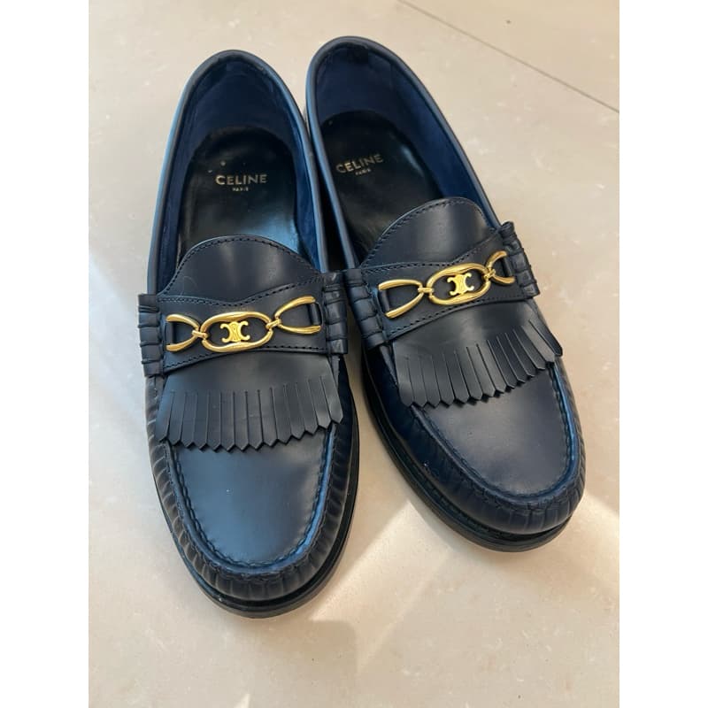二手❤️尋找灰姑娘🙏🏻celine 氣質凱旋門樂福鞋靛藍色34號商品圖片