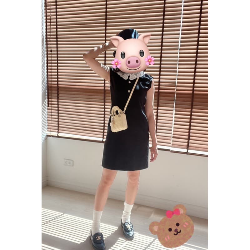 二手❤️maje 99新miu風翻領蕾絲學院無袖連身洋裝 縮圖 4