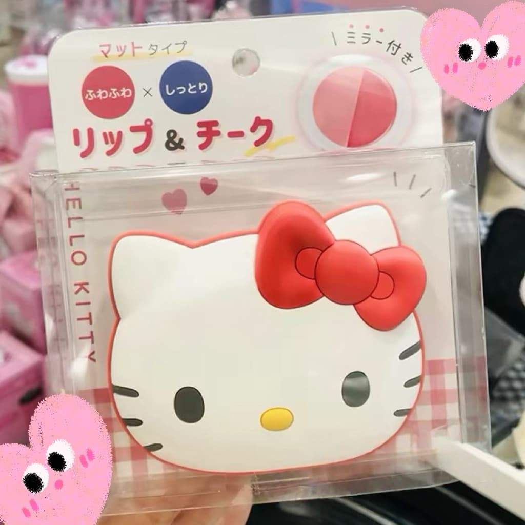 日本代購🐝附發票❤️《現貨出清售完不補》 【日本Sanrio 三麗鷗】 Kitty造型保濕啞光唇頰兩用膏（附鏡）化妝鏡商品圖片