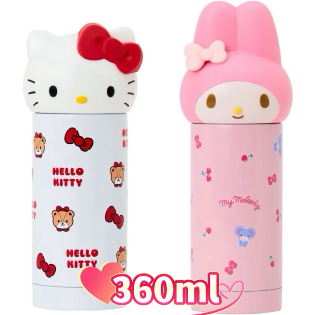 日本代購🐝開立發票❤️現貨當日出🚗斷貨款日本三麗鷗 Kitty Melody不鏽鋼保溫保冷360ml真空雙層結構保溫瓶商品圖片