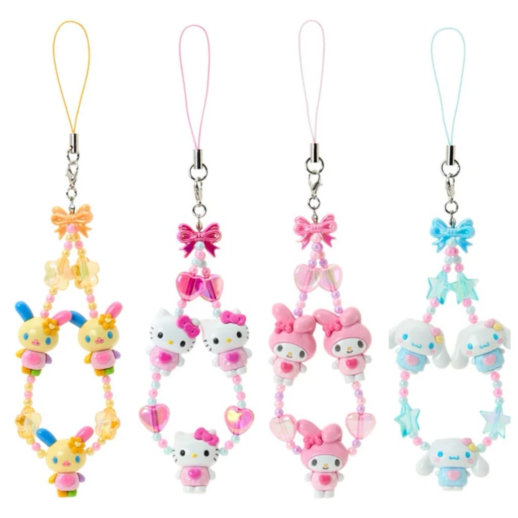 日本代購🐝附發票❤️ 《現貨在台》日本三麗鷗2月新品Kitty 美樂蒂 大耳狗 花小兔串珠手機吊鏈相機吊鏈商品圖片