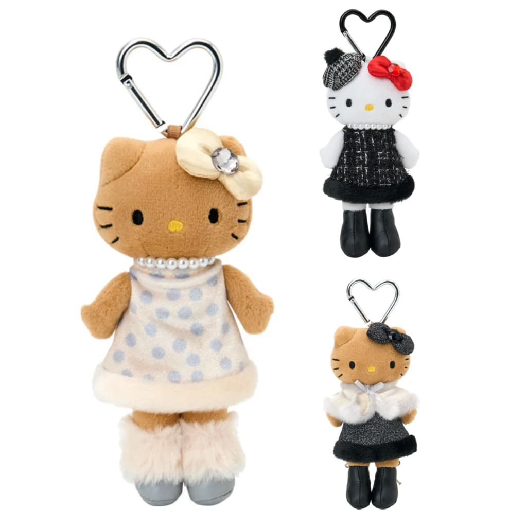 日本代購🐝開立發票❤️《在台現貨有挑臉》新款NIC長腿冬日kitty雪季絨毛洋裝款黑皮包包吊飾商品圖片
