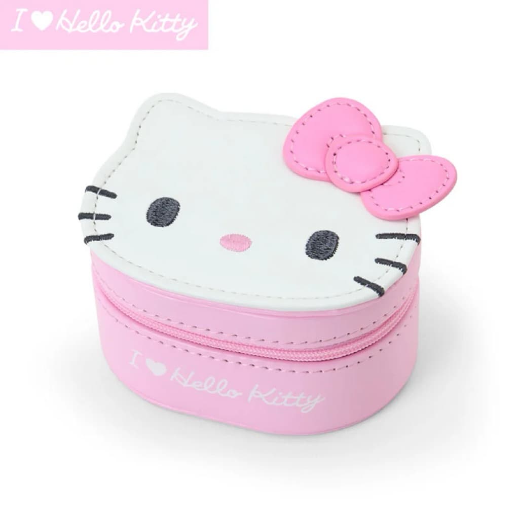 日本代購🐝附發票❤️《現貨在台》 日本三麗鷗Kitty飾品盒｜旅行首飾盒 耳環盒 戒指收納盒（黑色/粉色） 縮圖 4