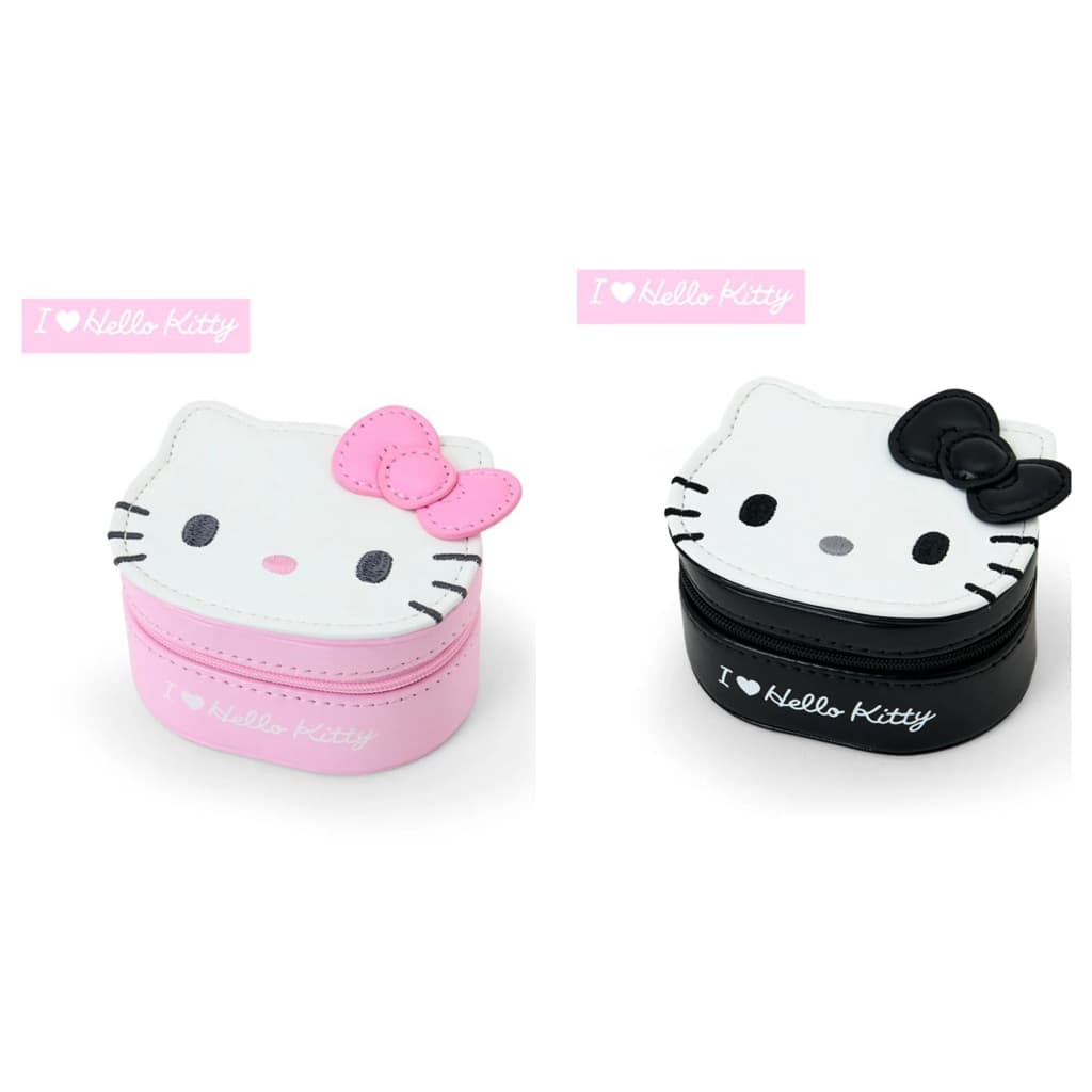 日本代購🐝附發票❤️《現貨在台》 日本三麗鷗Kitty飾品盒｜旅行首飾盒 耳環盒 戒指收納盒（黑色/粉色） 縮圖 6