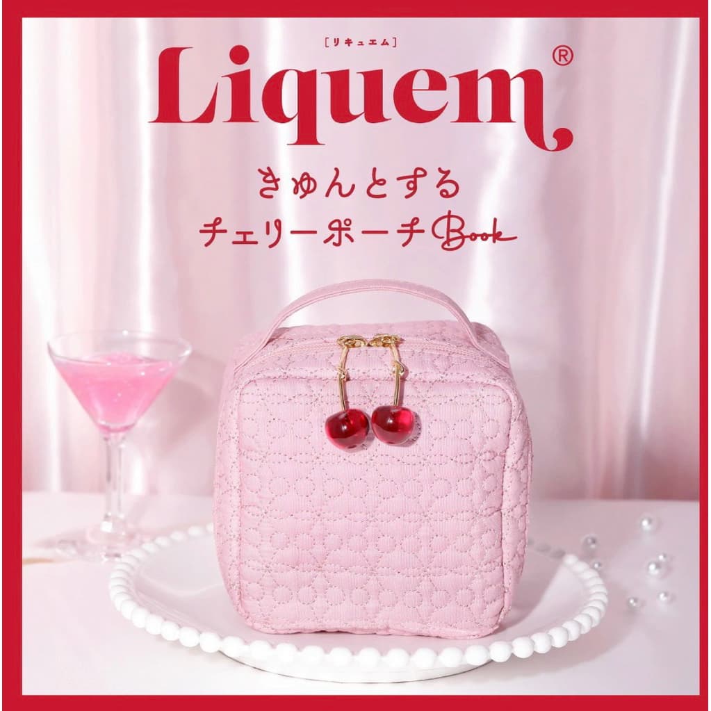 日本代購🐝附發票❤️《在台現貨》日本Liquem櫻桃粉色直立式日常隨身化妝包飾品收納包商品圖片