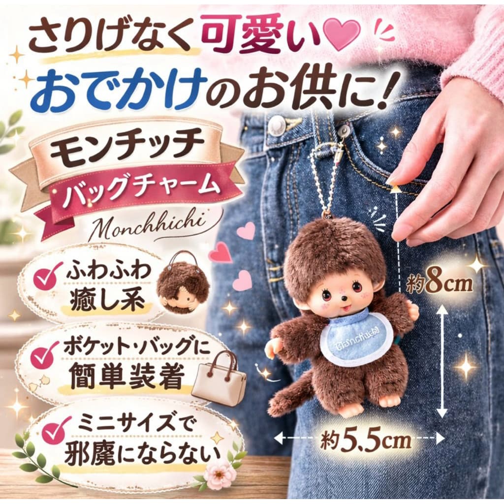 日本代購🐝附發票❤️《在台現貨》 日本monchhichi 夢奇奇貝比吉小丸子男生女生擺設包包吊飾鑰匙圈（多款） 縮圖 4