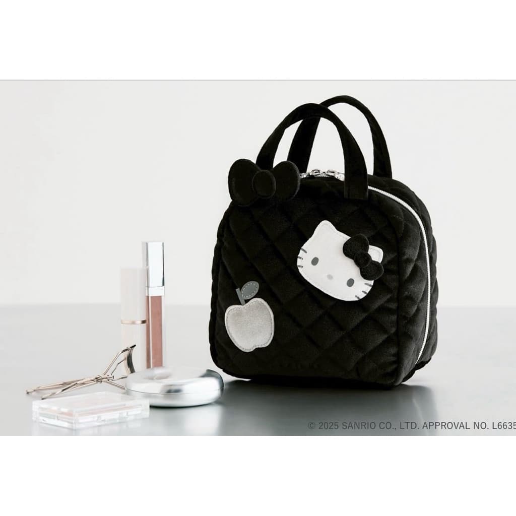 日本代購🐝開立發票❤️ 《現貨在台》日本進口正品盒裝《HELLO KITTY × BRILMY》大容量黑絲絨直立化妝包 縮圖 7